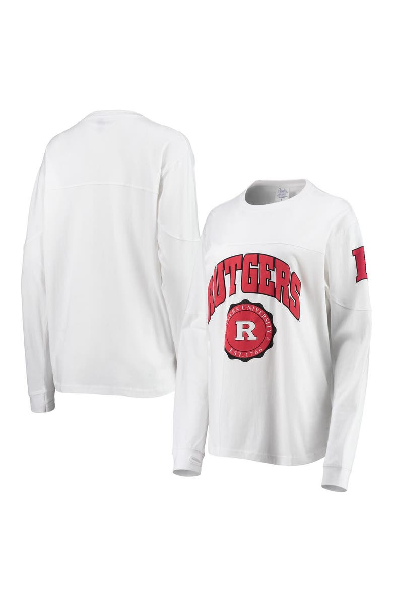 PRESSBOX Women's Pressbox White Rutgers Scarlet Knights Edith Long Sleeve T-Shirt, Main, color, 