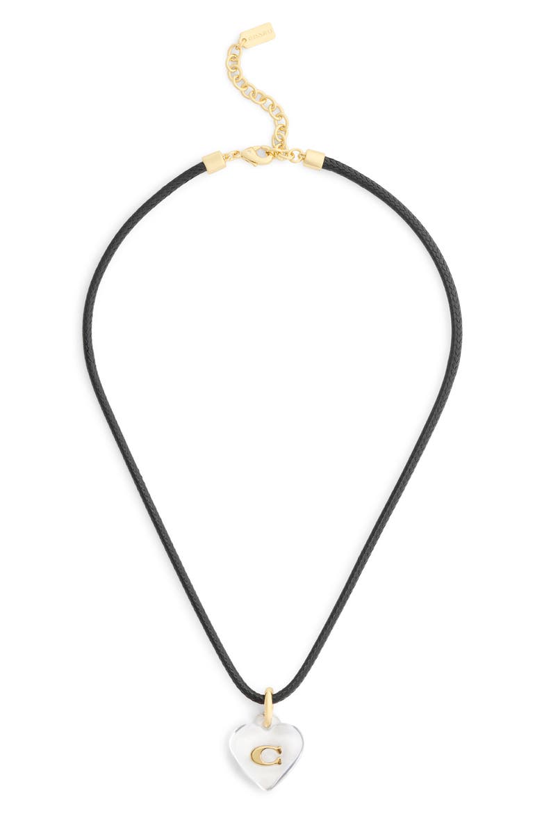 Logo Heart Pendant Short Cord Necklace, Main, color, CLEAR/ GOLD