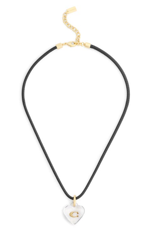 Logo Heart Pendant Short Cord Necklace