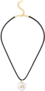 COACH Logo Heart Pendant Short Cord Necklace