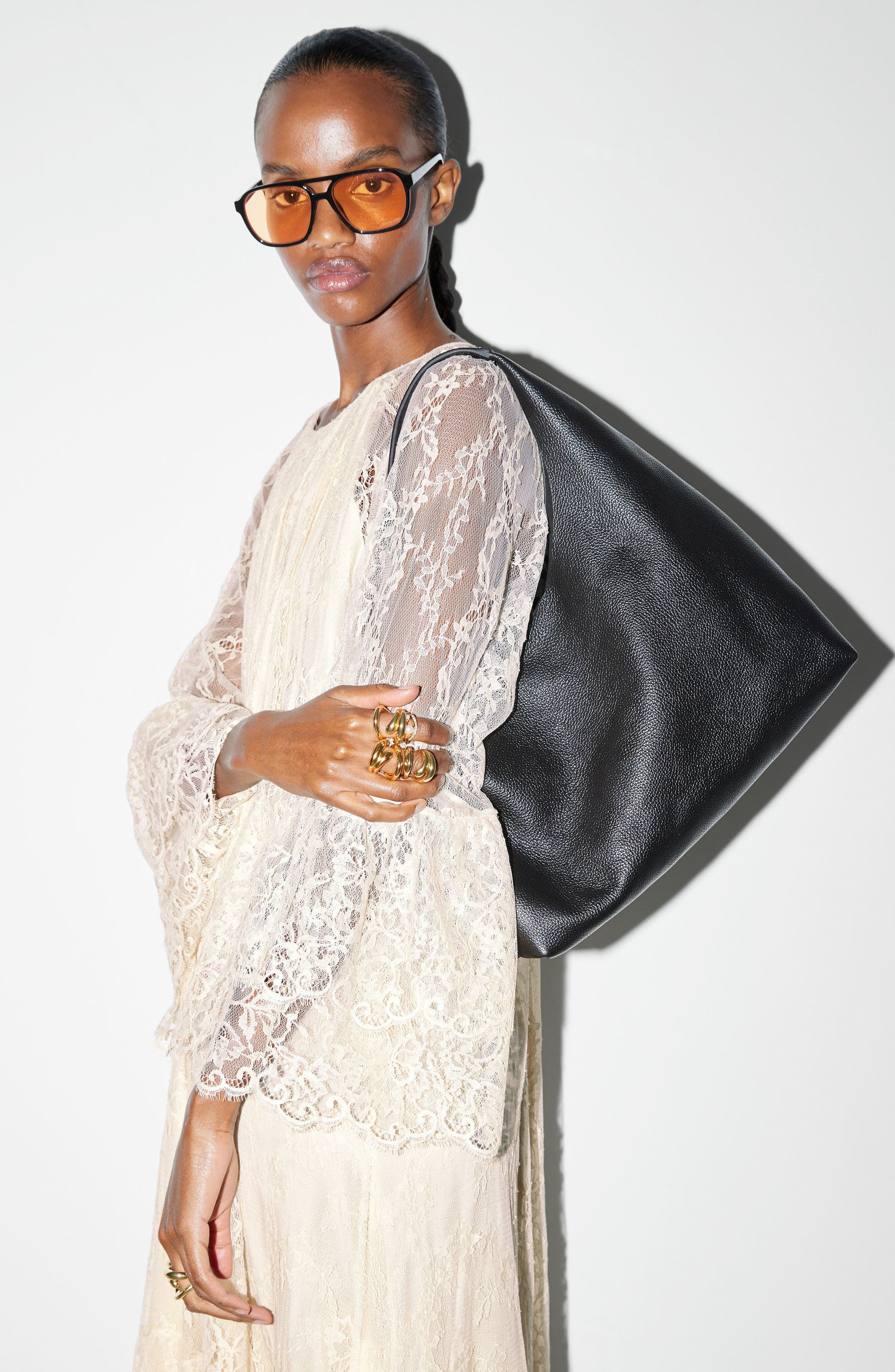 & Other Stories Leather Shoulder Bag, Alternate, color, 