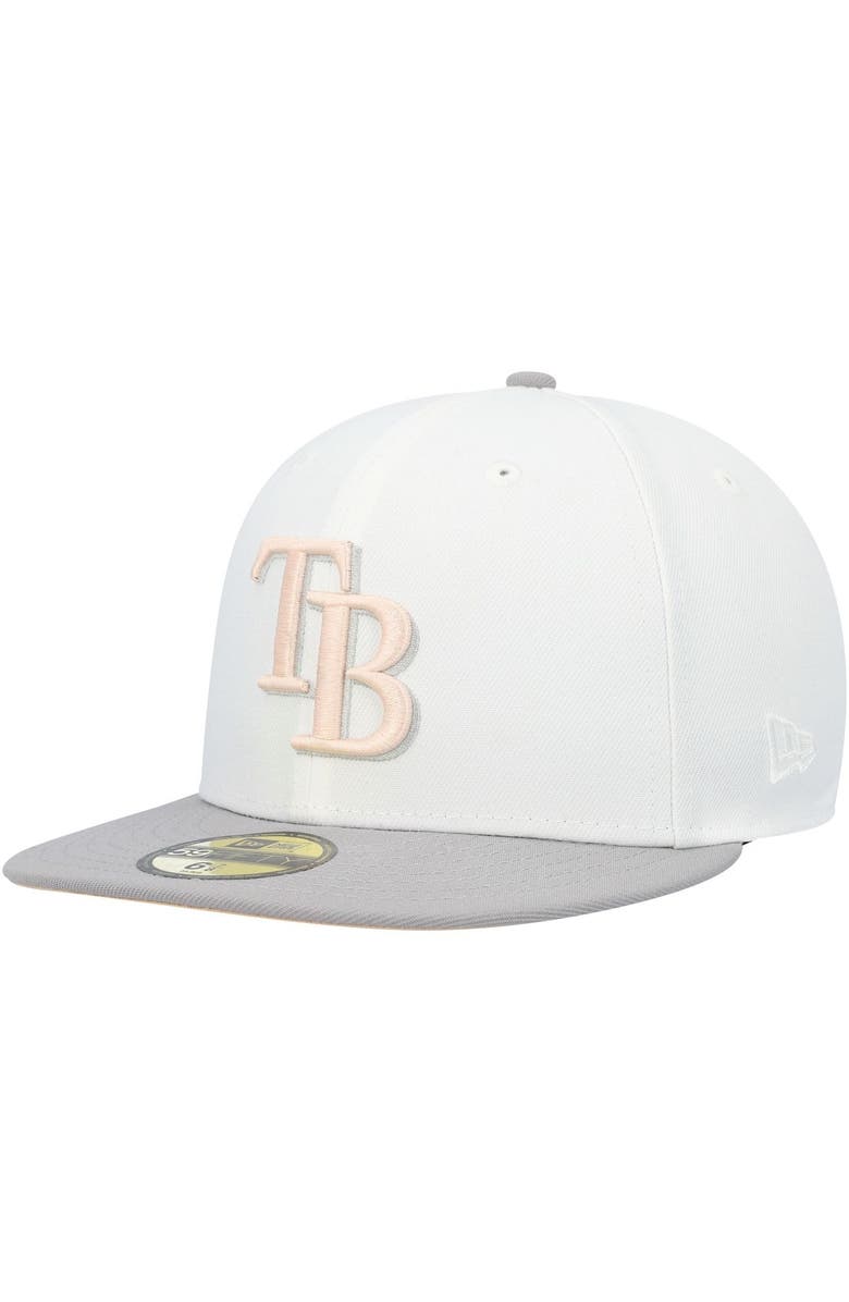 New Era Men's New Era White/Gray Tampa Bay Rays 2008 World Series Side Patch Undervisor 59FIFTY Fitted Hat, Alternate, color, 