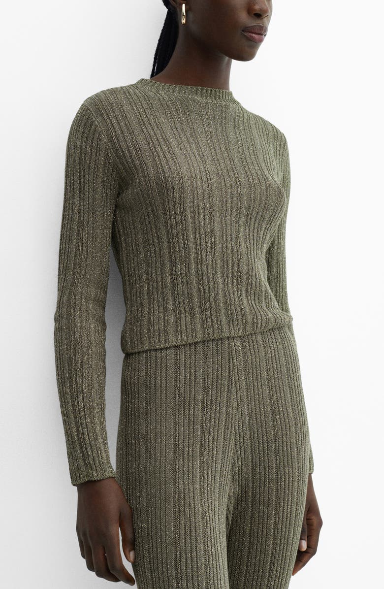 MANGO Perkins Metallic Sweater, Alternate, color, 