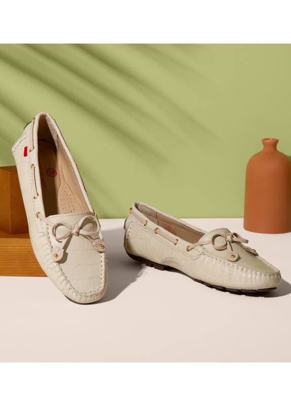 Marc Joseph New York Cypress Hill Croco Tiebow Driver Loafer, Alternate, color, Porcelain Croco