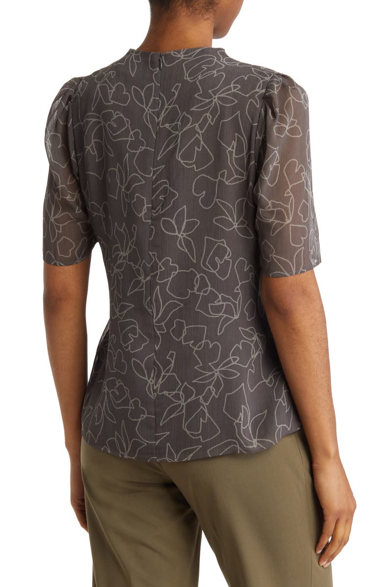 Calvin Klein Mock Neck Elbow Length Sleeve Floral Blouse, Alternate, color, 