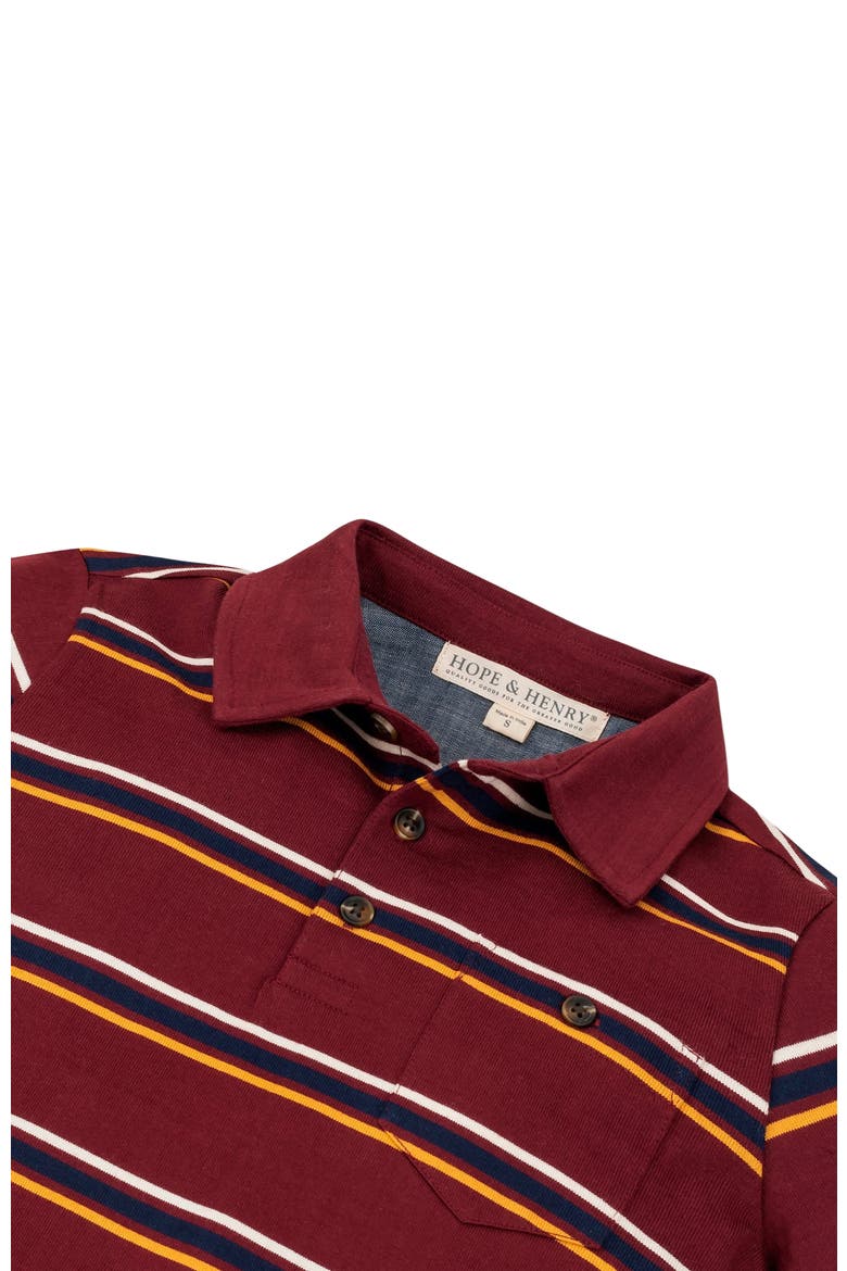 Baby Boys' Organic Jersey Polo, Infant, Alternate, color, Oxblood Stripe