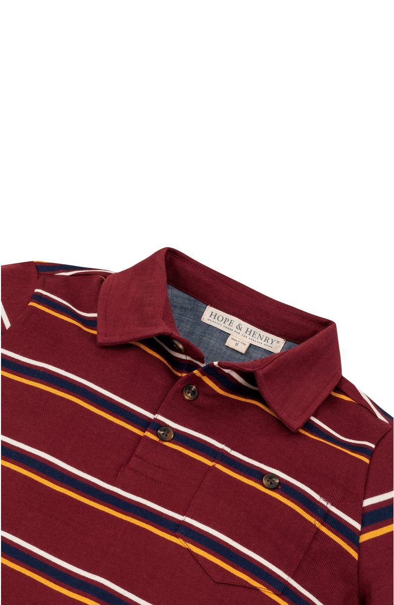 Hope & Henry Baby Boys' Organic Jersey Polo, Infant, Alternate, color, Oxblood Stripe