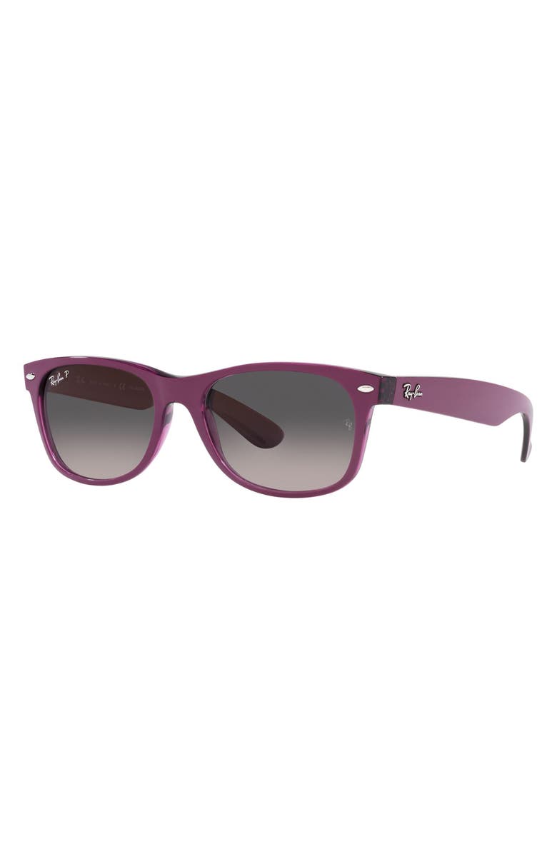 Ray-Ban New Wayfarer 58mm Polarized Square Sunglasses, Alternate, color, Violet
