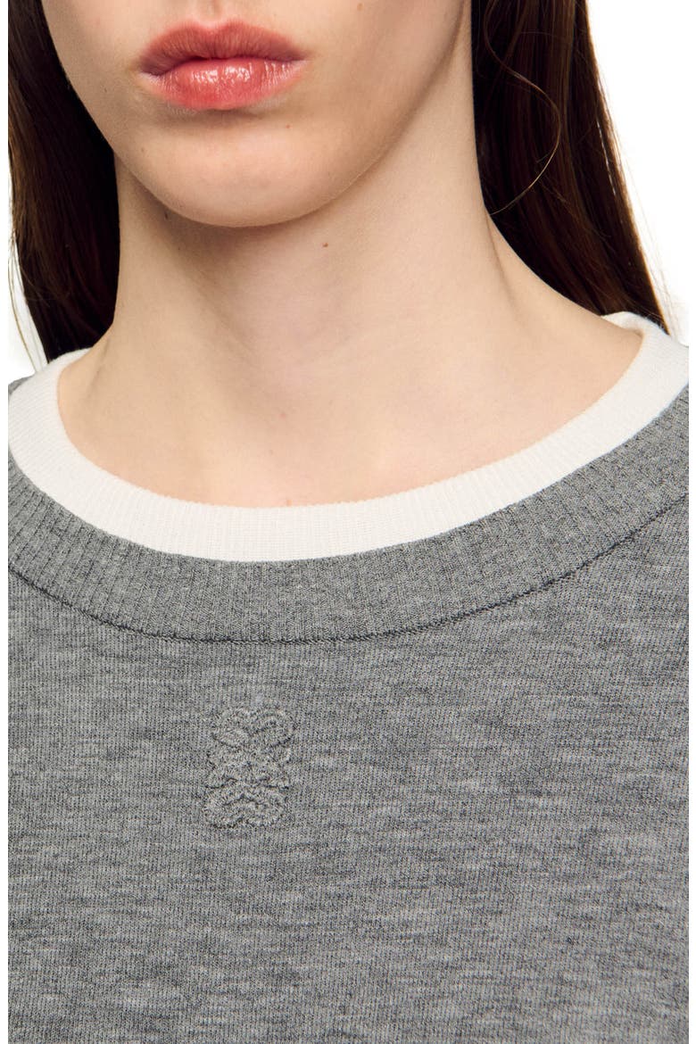 Contrast collar sweater, Alternate, color, Grey