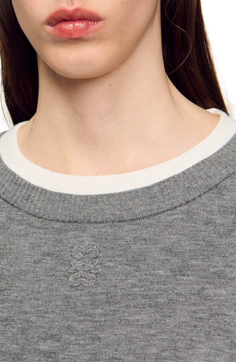 SANDRO Contrast collar sweater, Alternate, color, Grey