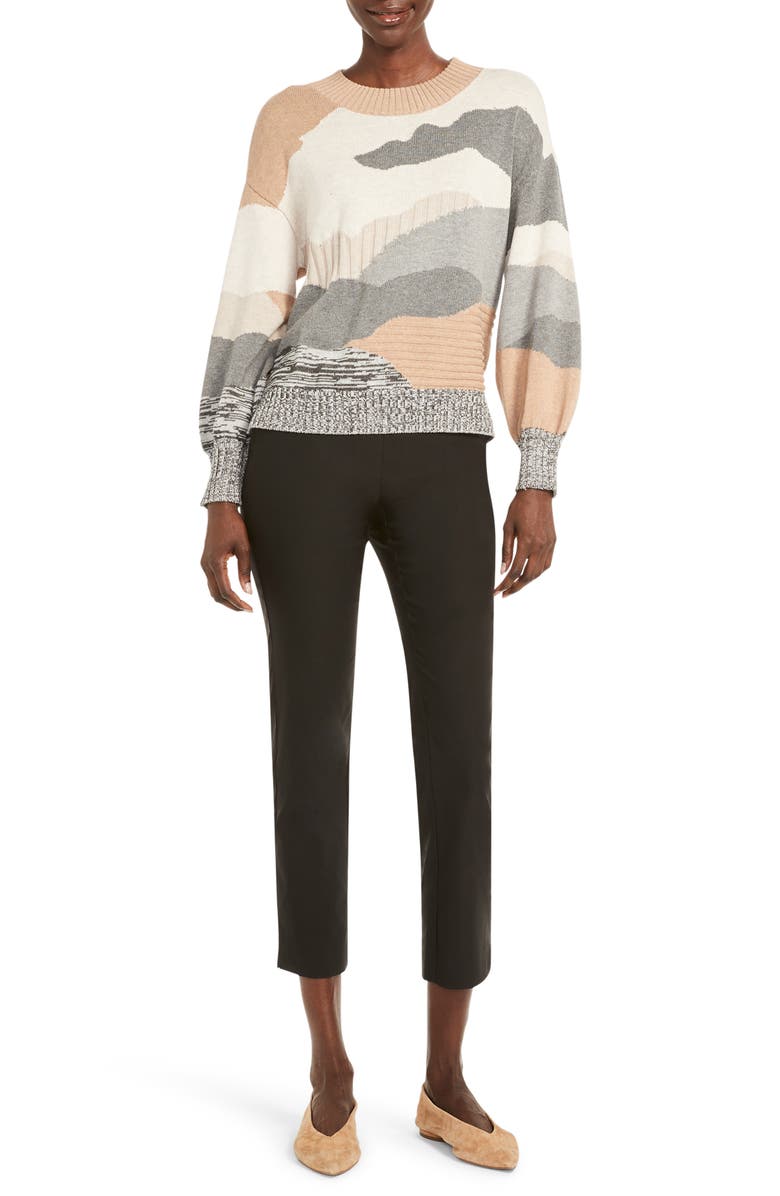 NIC+ZOE Vital Abstract Camo Cotton Blend Sweater, Alternate, color, Neutral Multi