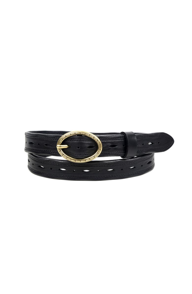 OLD TREND Vintage Genuine Leather Perforated Classic Detail Belt, Main, color, Black