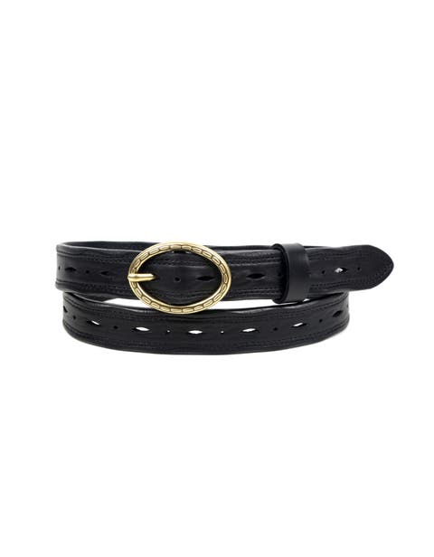Vintage Genuine Leather Perforated Classic Detail Belt