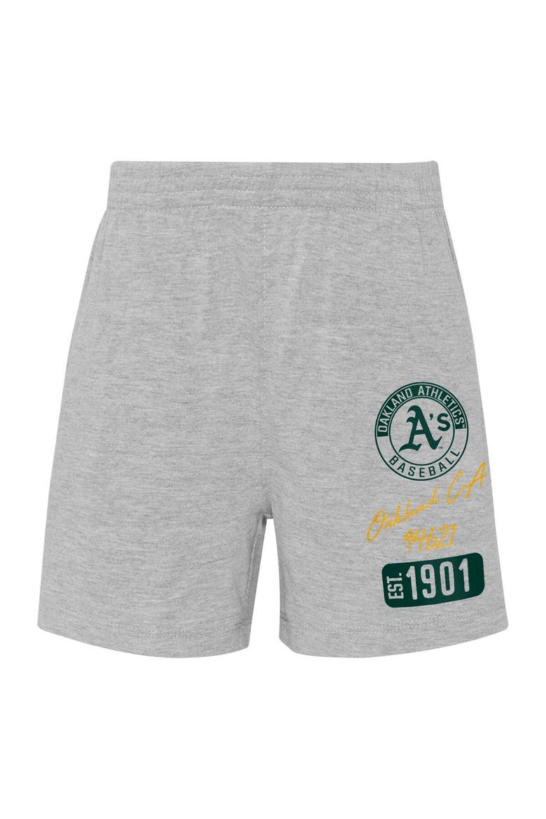 Infant Gold/Heather Gray Oakland Athletics Ground Out Baller Raglan T-Shirt and Shorts Set, Alternate, color, Gold