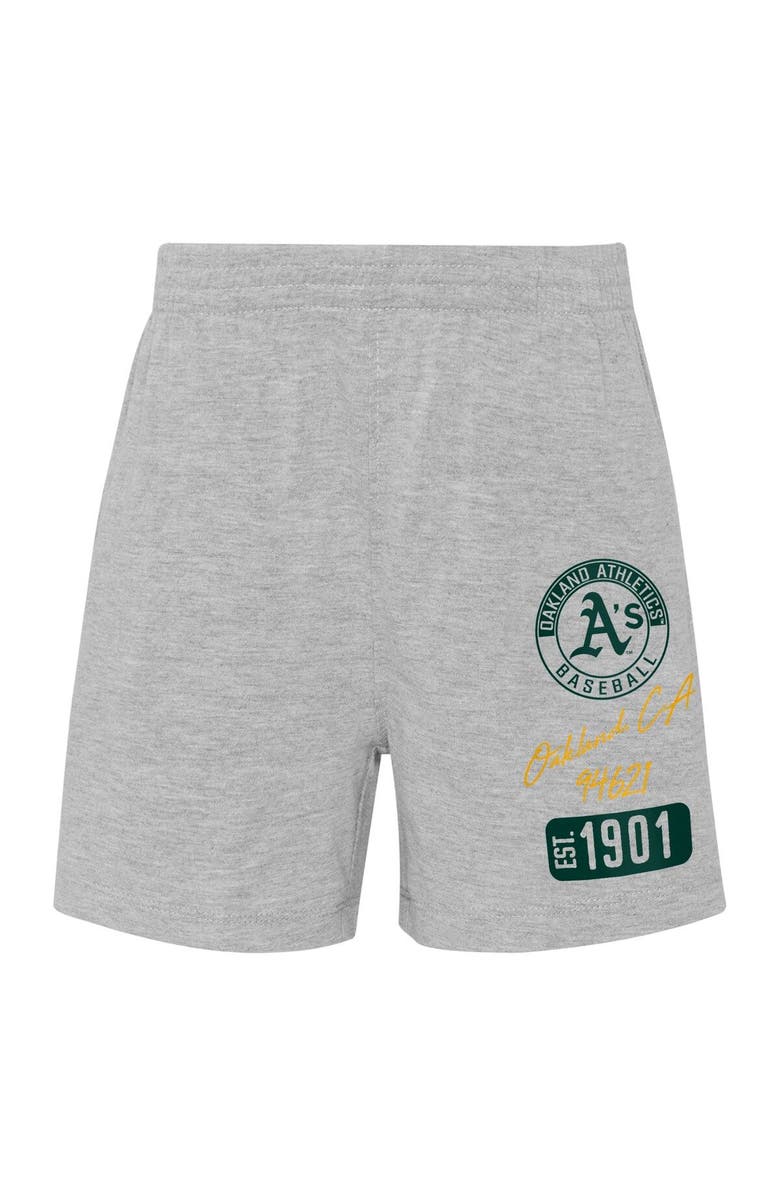Outerstuff Infant Gold/Heather Gray Oakland Athletics Ground Out Baller Raglan T-Shirt and Shorts Set, Alternate, color, Gold