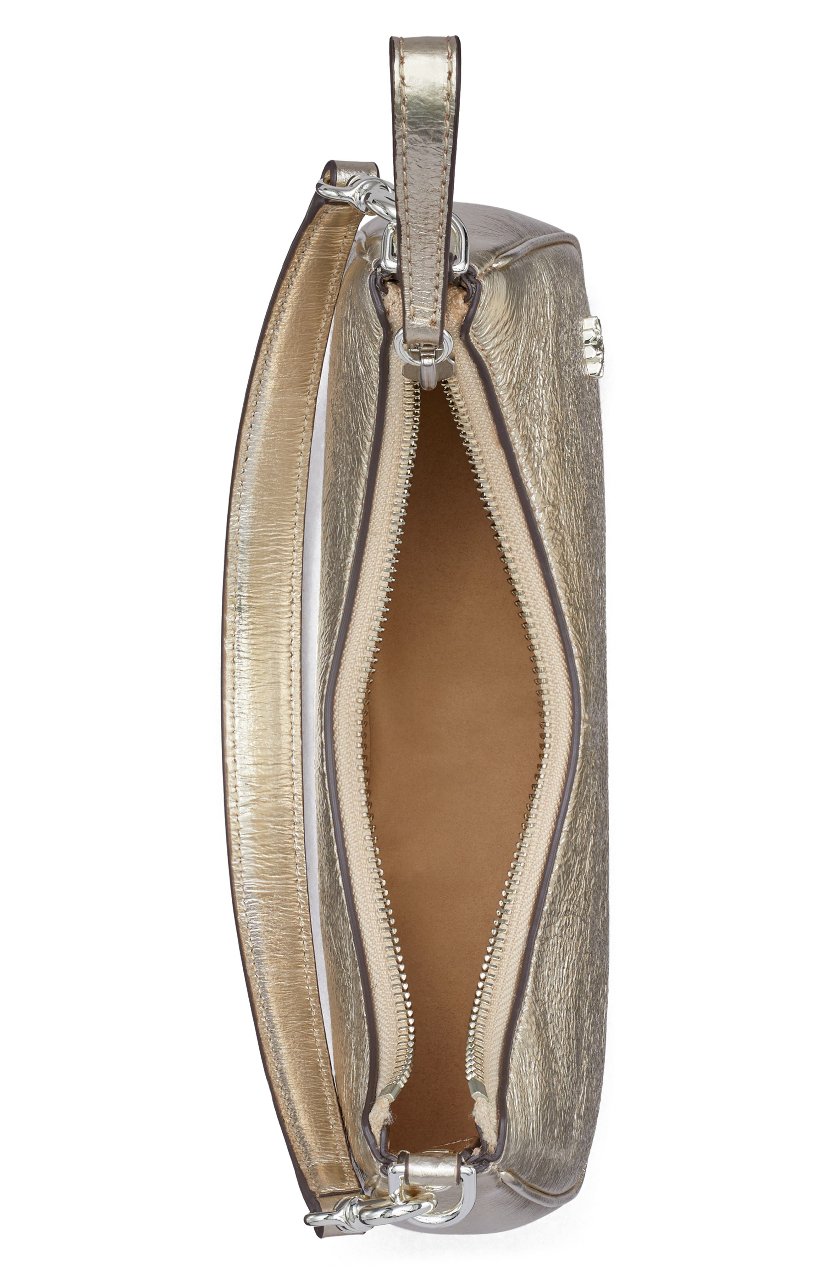 Tory Burch 151 Mercer Metallic Small Crescent Bag, Alternate, color, 