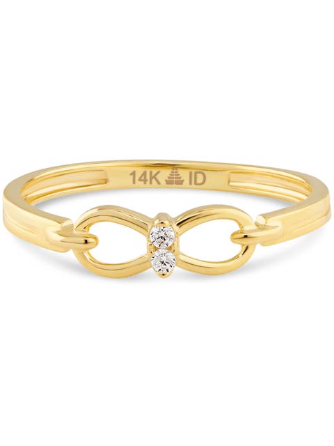 Infinity Ring in 14K Gold with Cubic Zirconia, 11mm