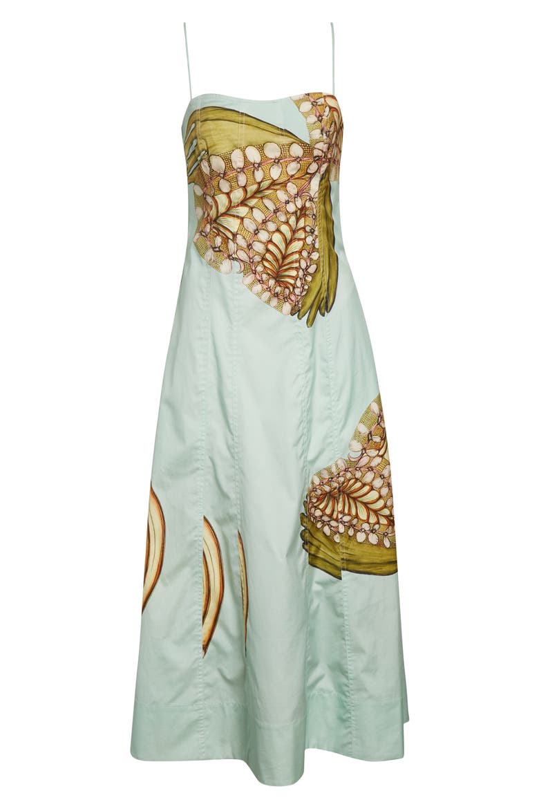Vesela Botanical Print Midi Dress, Alternate, color, WATER BLOSSOMS