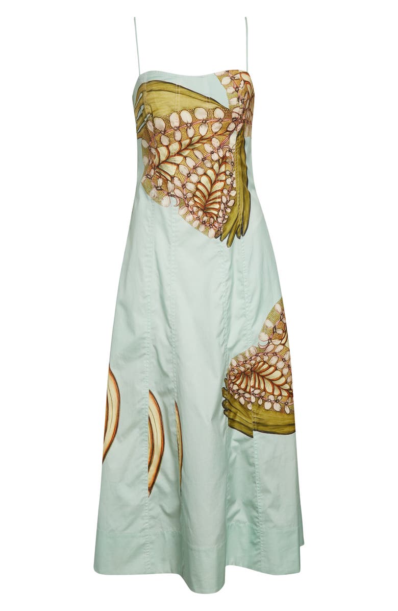 Ulla Johnson Vesela Botanical Print Midi Dress, Alternate, color, Water Blossoms