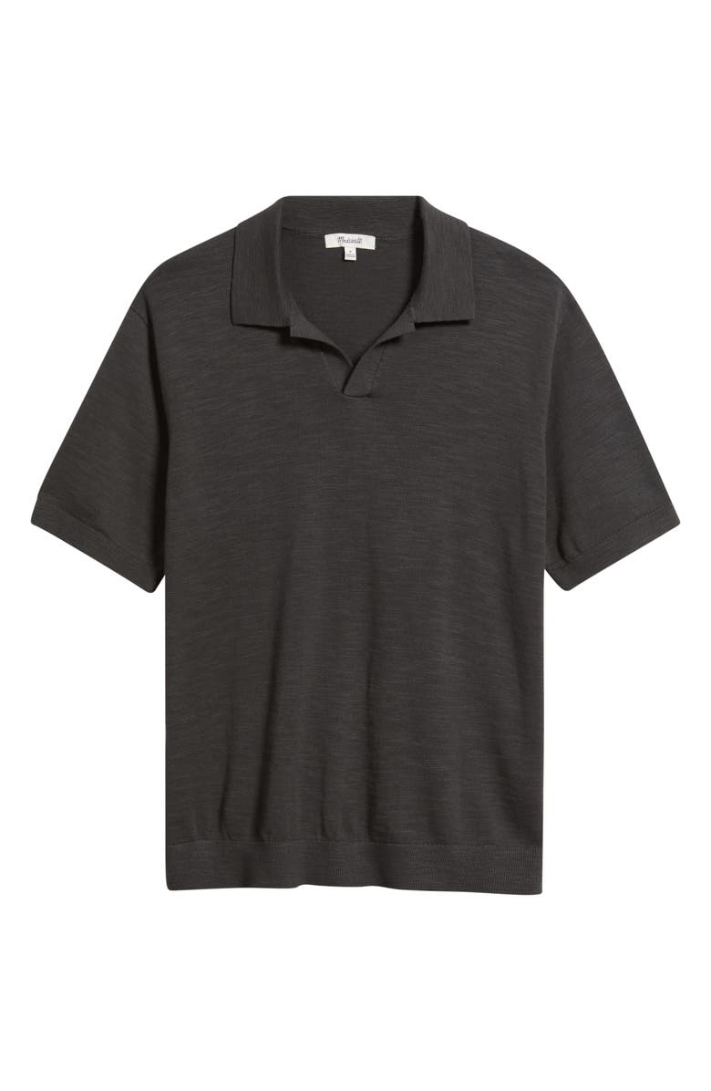 Madewell Johnny-Collar Cotton Slub Sweater Polo, Main, color, Coal