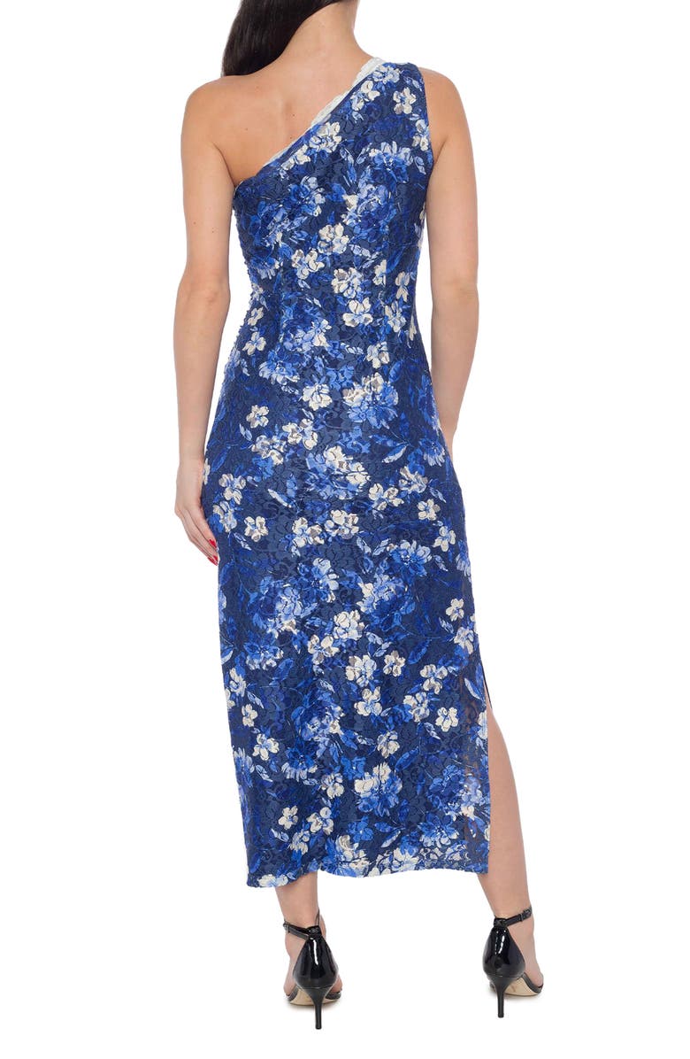 Marina Lace One-Shoulder Maxi Dress, Alternate, color, Navy/ Ivory