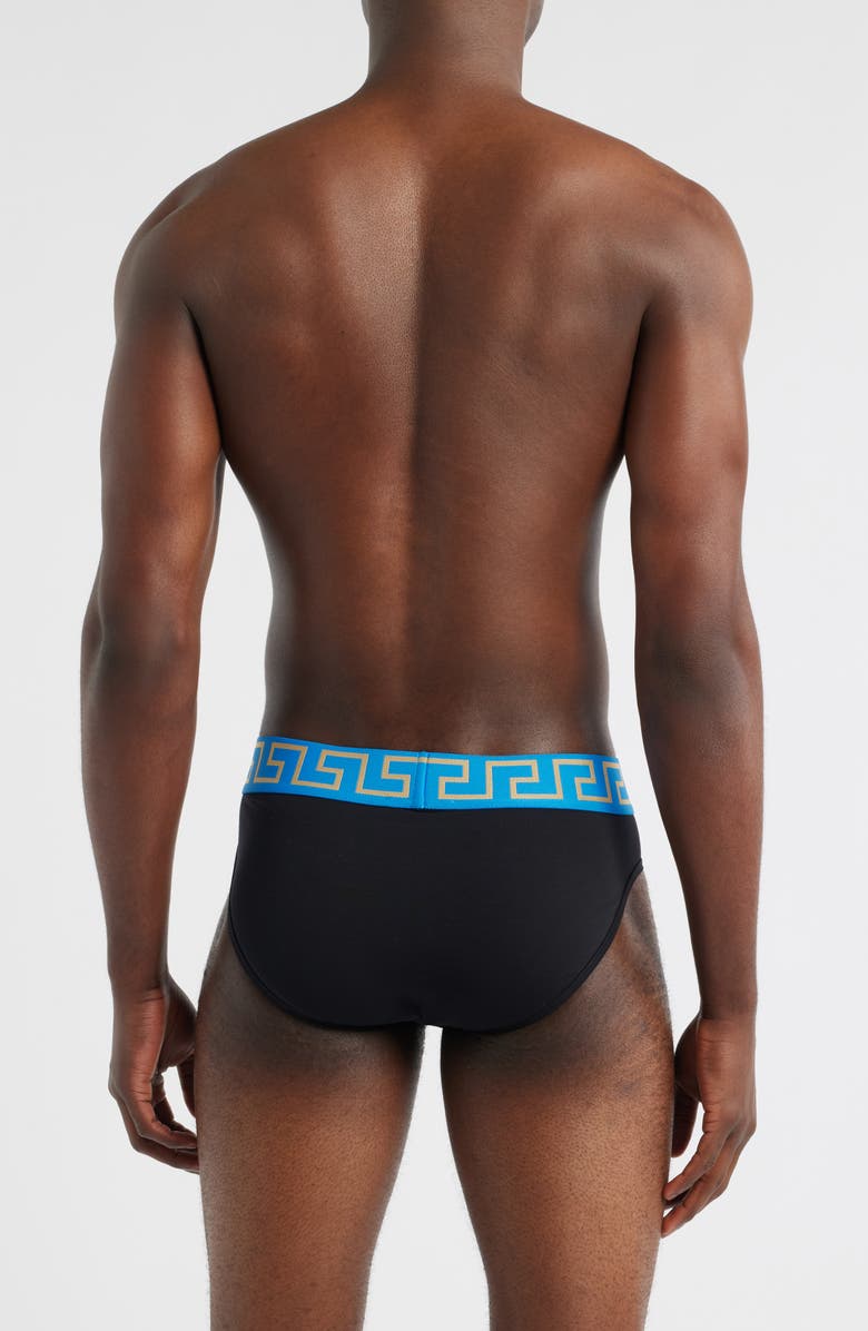 Versace Grecca Band Briefs, Alternate, color, Black Royal Blue-Gold