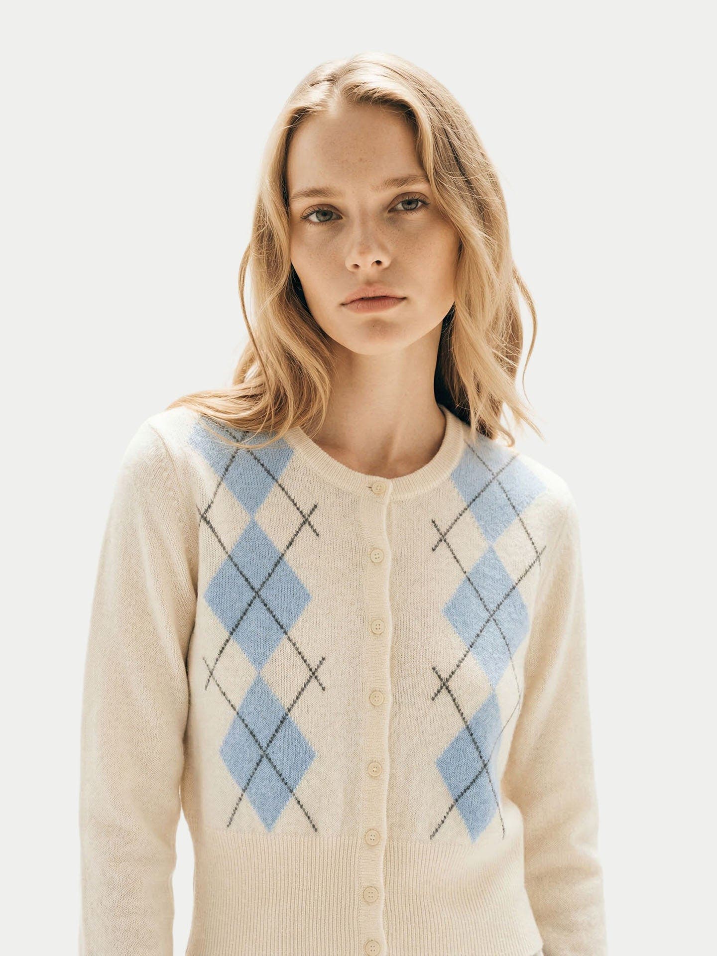 Cashmere Argyle Cardigan - image 4