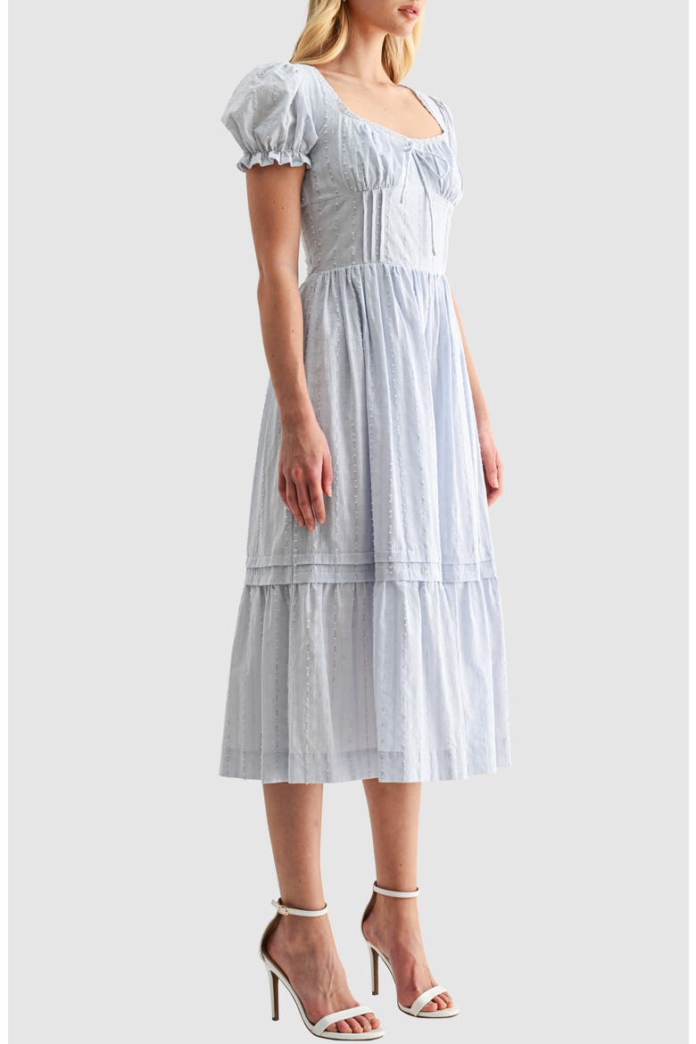 Pintuck Cotton Dobby Midi Dress, Alternate, color, LT BLUE