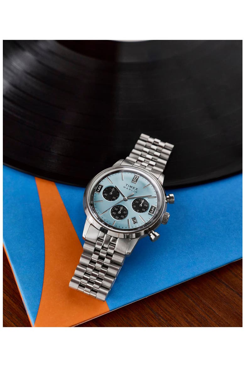 Marlin® Chronograph Bracelet Watch, 40mm, Alternate, color, STAINLESS STEEL