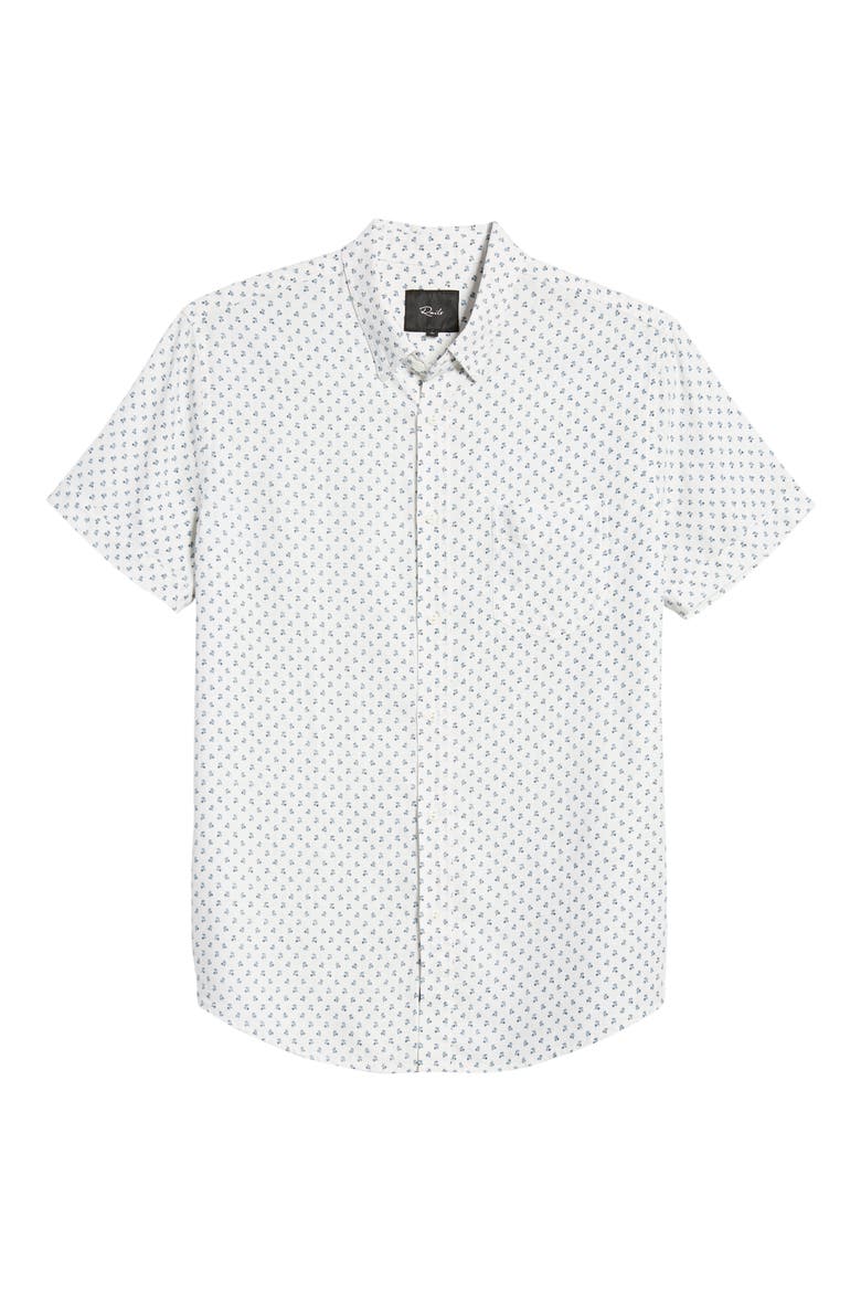 Carson Slim Fit Floral Short Sleeve Linen Blend Button-Up Shirt, Alternate, color, BLEU FLEURS