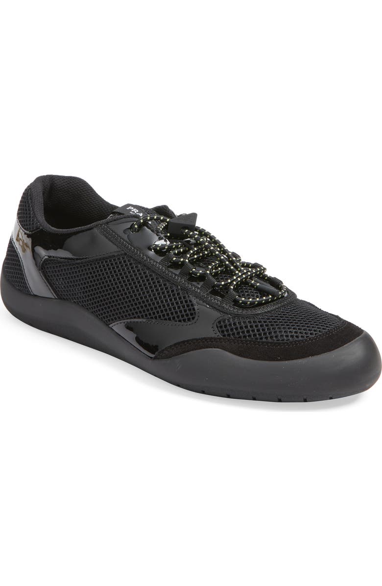 Prada Speedrock Mixed Media Sneaker, Main, color, Nero