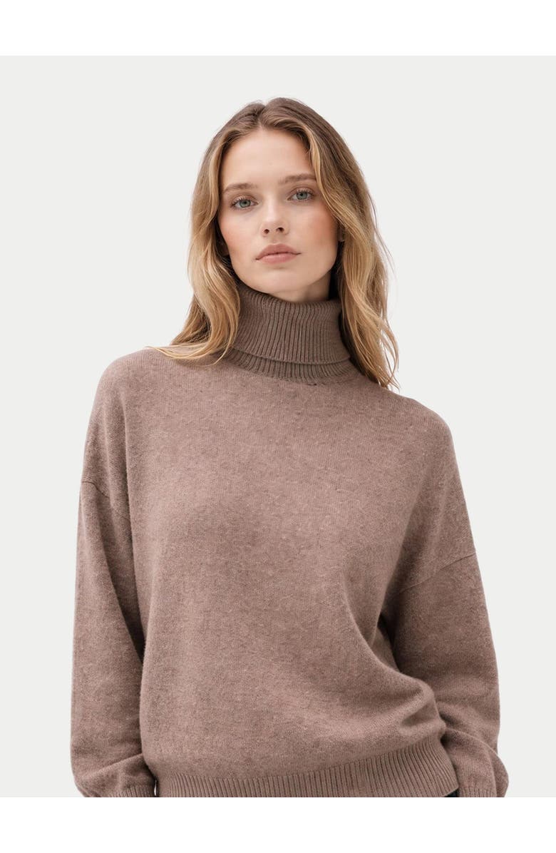 Gobi Cashmere Women T-Neck Cashmere Sweater, Alternate, color, Taupe