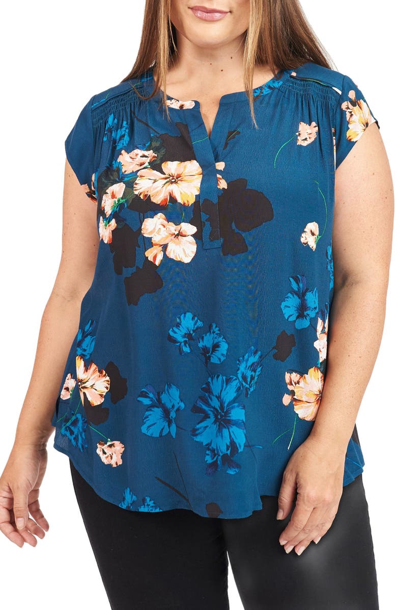 DR2 by Daniel Rainn Daniel Rainn Floral Split Neck Top, Main, color,