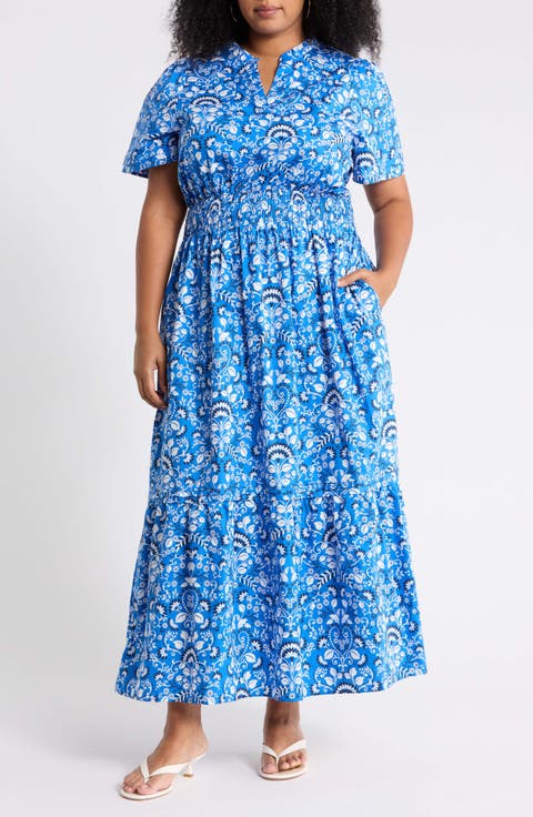 Lulu Floral Smocked Cotton Poplin Maxi Dress