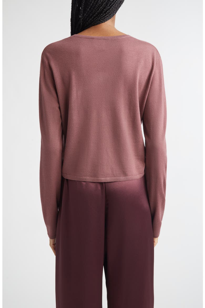 James Merino Wool Crewneck Cardigan, Alternate, color, DUSTY ROSE