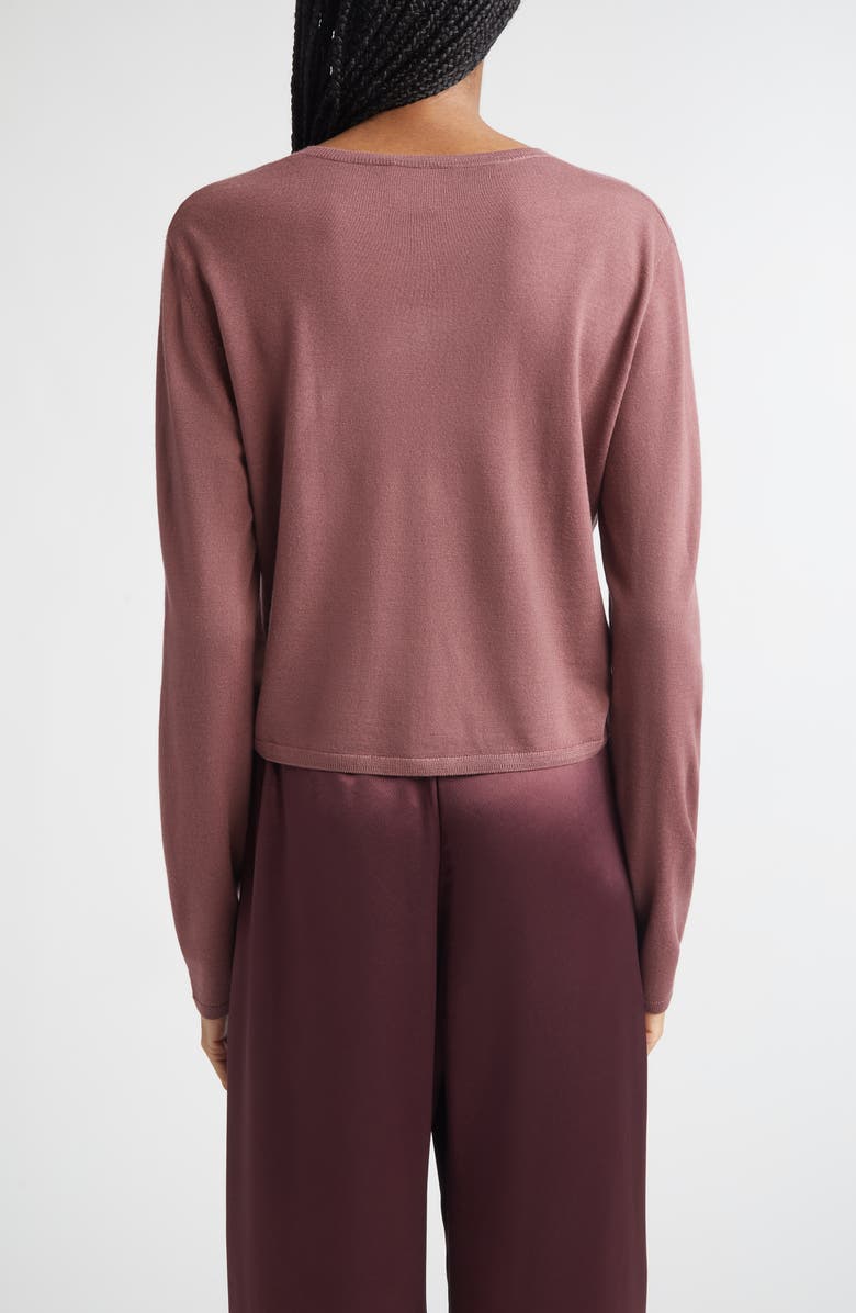 LESET James Merino Wool Crewneck Cardigan, Alternate, color, Dusty Rose