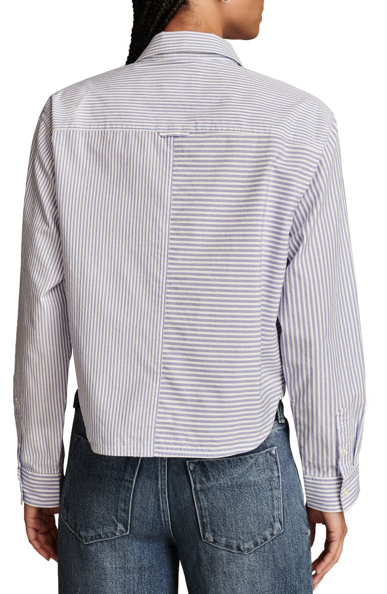 Lucky Brand Stripe Cotton Crop Button-Up Shirt, Alternate, color, 