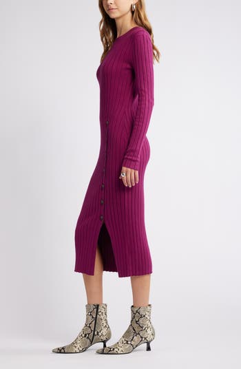 Women's Button Sweater Midi Dress