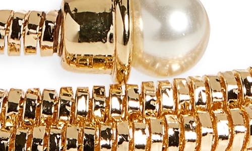 Nordstrom Faux Pearl Cap Coil Bracelet In Gold