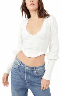 Free People Petra U-Neck Cotton Blend Crop Top