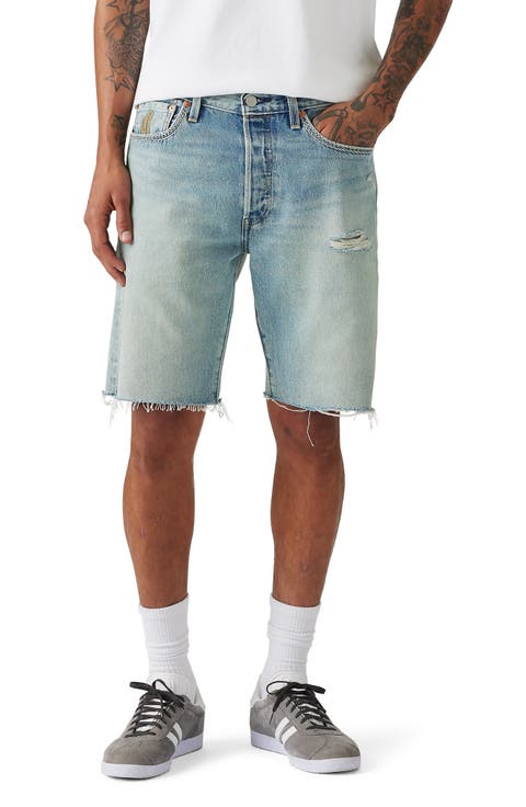 Men's Distressed Straight Denim Shorts Casual Slim Fit Short