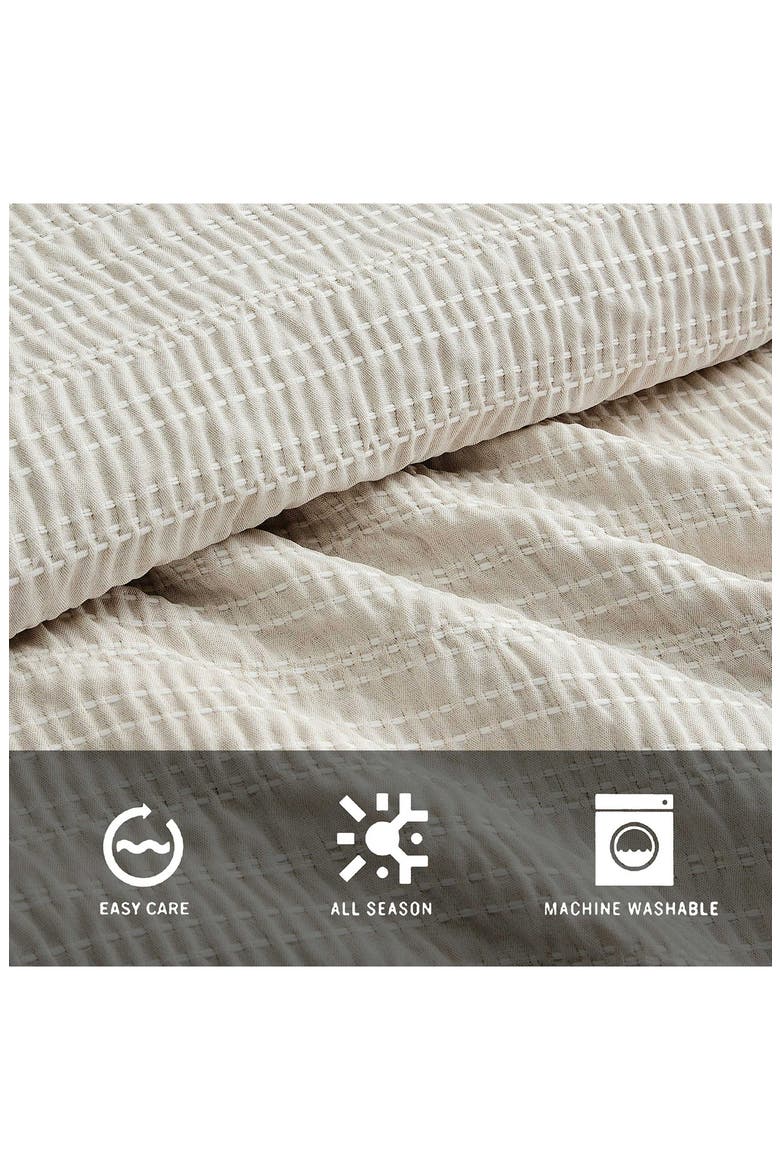 Stitched Gauze Yarn Dye Jacquard Comforter & Sham Set, Alternate, color, LIGHT BEIGE