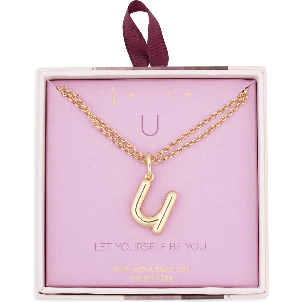Leith Lowercase Initial Bubble Pendant Necklace In Gold