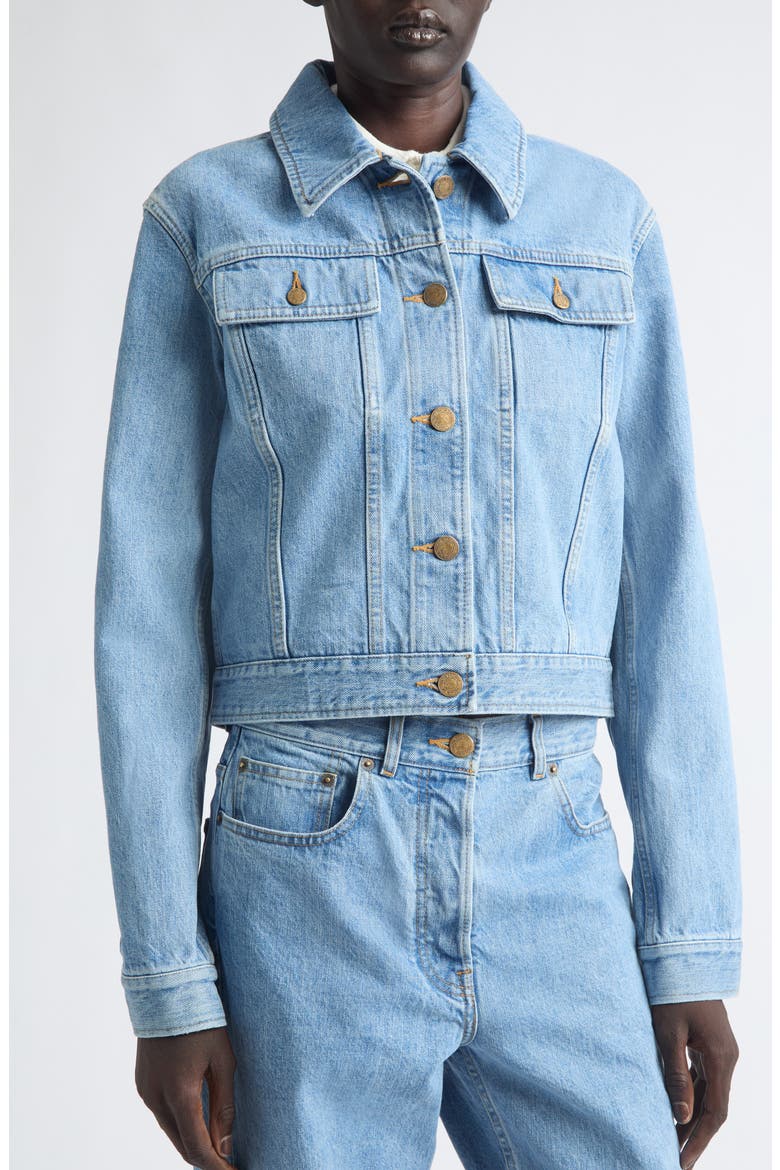 Shrunken Selvedge Denim Jacket, Alternate, color, LIGHT BLUE