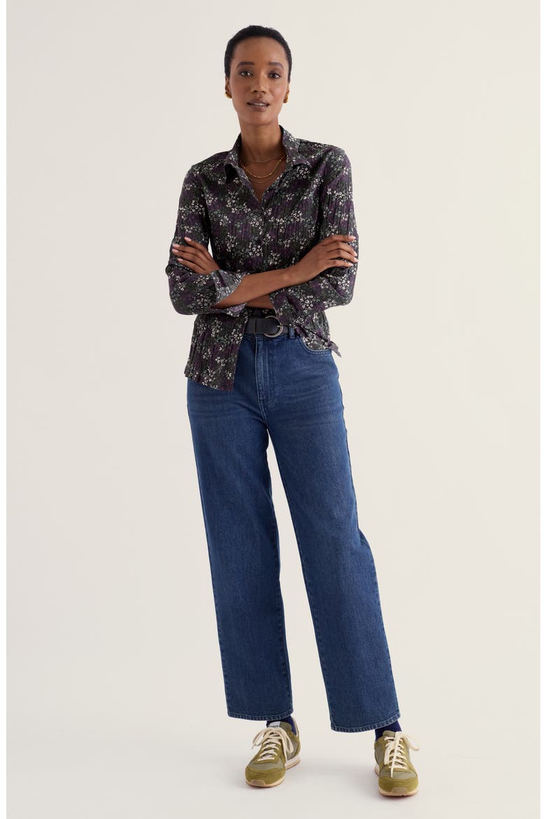 Larissa Crinkled Organic Cotton Shirt, Alternate, color, SPECKLED DITSY MIX