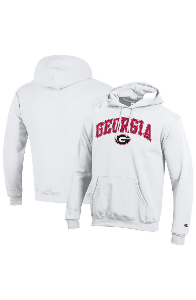 Champion Men's Champion White Georgia Bulldogs Arched Logo Fleece Pullover Hoodie, Main, color,