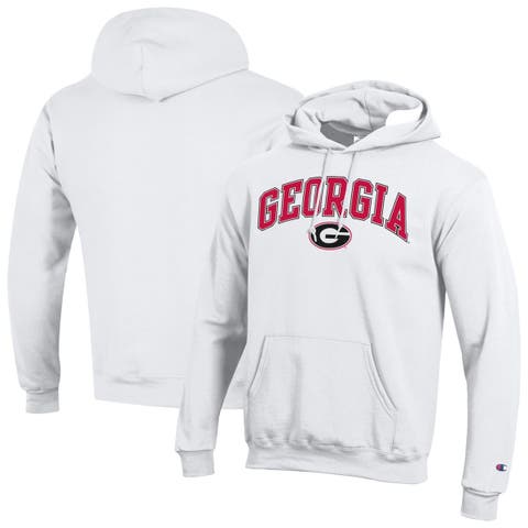 Men's Champion  White Georgia Bulldogs Arched Logo Fleece Pullover Hoodie