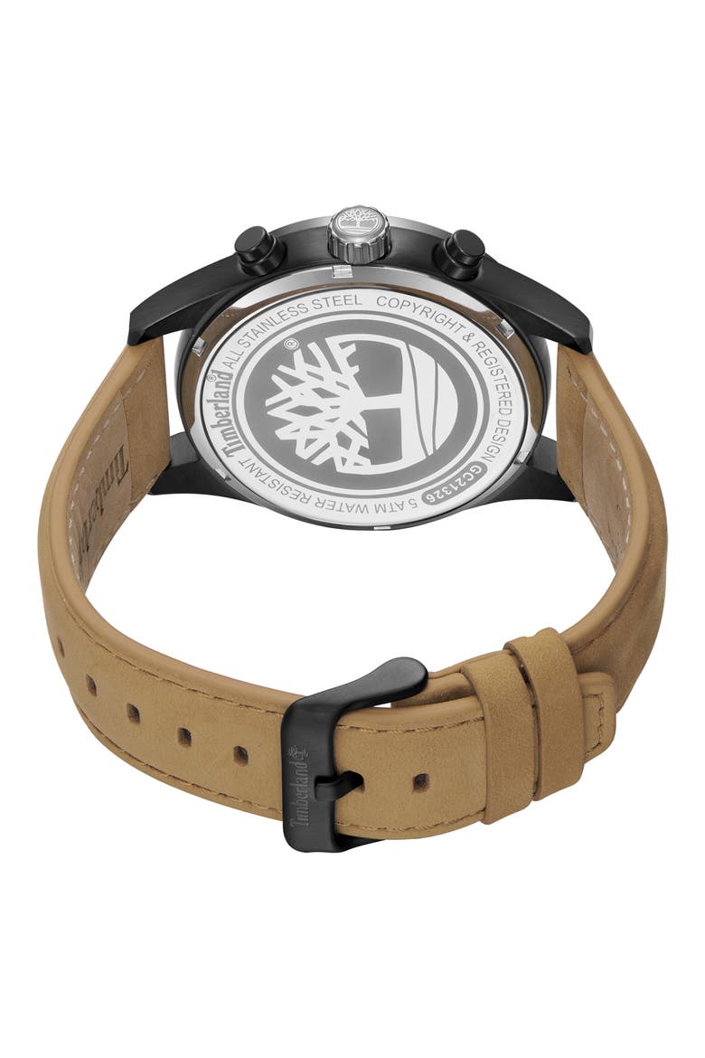 Ashmont Chronograph Leather Strap Watch, 46mm, Alternate, color, TAN
