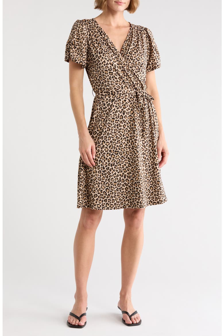 faux wrap jersey dress Jersey Cape Sleeve V Neck Faux Wrap Dress missy / 14 / chocolate