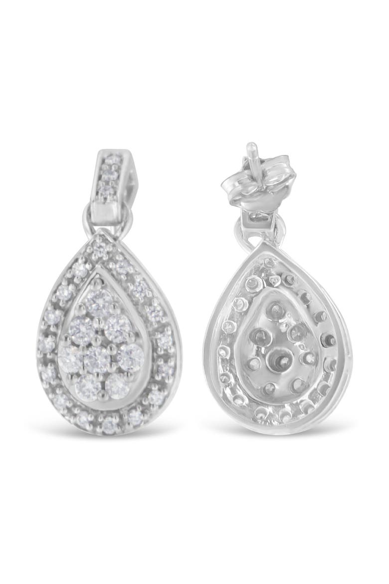 10k White Gold Round Diamond Earrings, Alternate, color, White